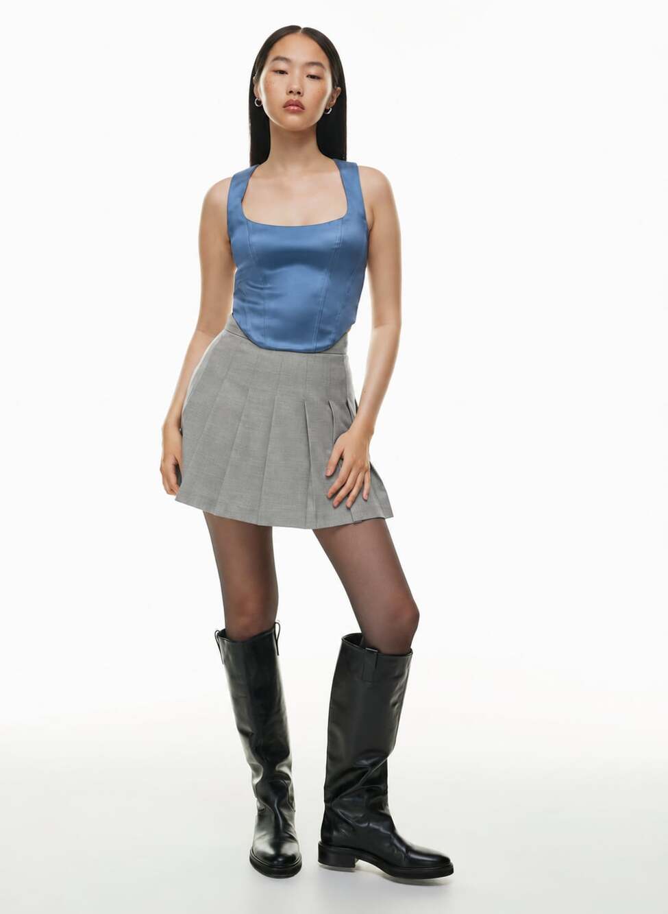 Aritzia Satin Corset Top Blue